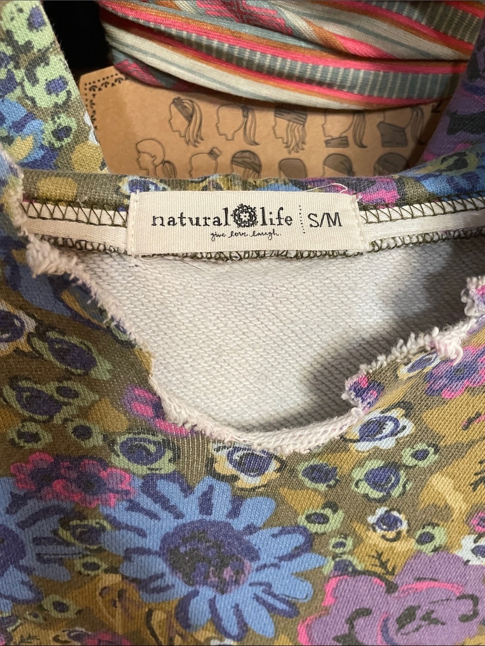 NATURAL LIFE Oversized Printed Hoodie Pullover Sweatshirt Daisy S/M - Picture 9 of 16